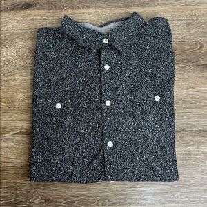 Jachs New York Men’s Short Sleeve Button-Down Shirt – Black Speckled – Size M